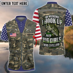 Maxcorners American Fishing Vest Personalized Name 3D Shirt