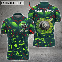 Maxcorners Funny Billiards 8 Ball And Clovers Personalized Name 3D Shirt