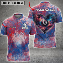 Maxcorners Billiards 8 Ball Red White & Blue Paint Personalized Name 3D Shirt