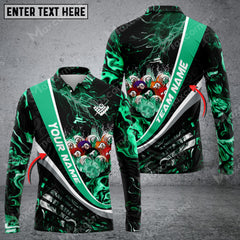 Maxcorners Billiards Thunder Multicolor Option Customized Name Long Sleeve Polo Shirt