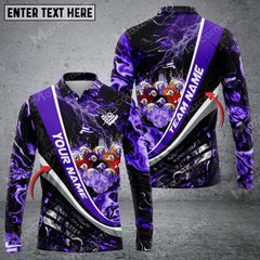 Maxcorners Billiards Thunder Multicolor Option Customized Name Long Sleeve Polo Shirt