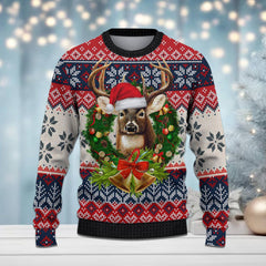 Maxcorners Deer Hunting Bell Merry Christmas All Over Print Sweater