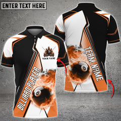 Maxcorners Billiards Flaming 8 Ball Pool Fire Personalized Name 3D Shirt (Multi Color Options)
