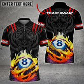 Maxcorners Billiards Ball 8 Fire Tiger Multi Color Options Personalized Name 3D Shirt (6 Colors)