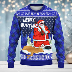 Maxcorners Hunting Deer Merry Huntmas All Over Print Sweater (Multicolor Options)