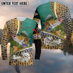 Maxcorners Customize Name Fishing Walleye Makes Me Happy 3D Shirts