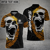 Maxcorners Skull Bowling Shirt Gothic Tribal Tattoo Style Multioptions Personalized Name, Team Name Unisex 3D Shirt (4 Colors)