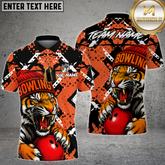 Maxcorners Bowling Shirt Fierce Tiger Sport Streetwear Multioptions Personalized Name, Team Name Unisex 3D Shirt (4 Colors)