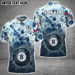 Maxcorners Billiards 8 Ball Tie-Dye Pattern Personalized Name 3D Shirt (Multi Color Options)