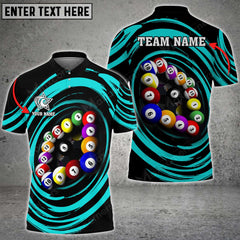 Maxcorners Billiards Wave Sea Pattern Personalized Name 3D Shirt (Multi Color Options)