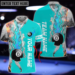 Maxcorners Billiards 8 Ball Fire Smoke Multicolor Options Customized Name 3D Shirt