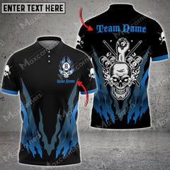 Maxcorners Billiards 8 Ball Skull Personalized Name 3D Shirt (Multi Color Options)