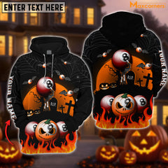 Maxcorners Billiards Halloween Specter Personalized Name 3D Shirt