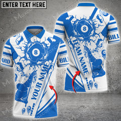 Maxcorners Billiard Player 8 Ball Crack Personalized Name 3D Shirt (Multi Color Options)