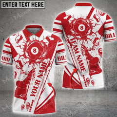 Maxcorners Billiard Player 8 Ball Crack Personalized Name 3D Shirt (Multi Color Options)