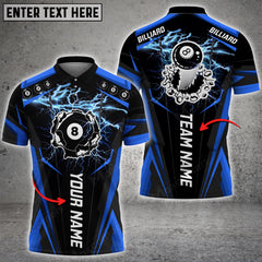 Maxcorners Billiard 8 Ball Crack Thunder Personalized Name 3D Shirt (Multi Color Options)