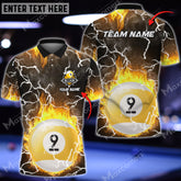 Maxcorners Billiards 9 Ball Fire Colorful Rays Of Light Premium Personalized Name, Team Name Unisex Shirt ( 6 Colors )