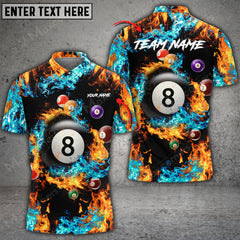 Maxcorners Billiards Fire Personalized Name 3D Shirt