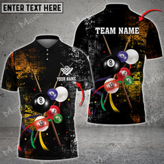Maxcorners Billiards Ball Grunge Multicolor Options Customized Name 3D Shirt