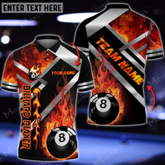 Maxcorners Billiards Ball 8 Metal And Fire Personalized Name, Team Name Unisex Shirt ( 5 Colors )