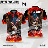 Maxcorner Customized Name Golf Eagle US Flag Pattern Multicolor Options 3D Polo Shirt ( 4 Colors )