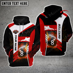 Maxcorners Billiards 8 Ball Fire Multicolor Option Customized Name 3D Hoodie