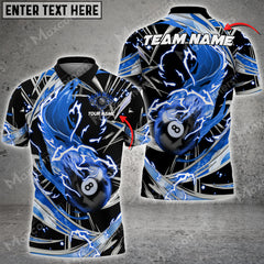Maxcorners Billiards Flame Thunder Wind Aura Personalized Name, Team Name Unisex Shirt ( 6 Colors )