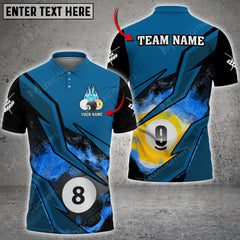 Maxcorners Billiards 8 Ball & 9 Ball Fire Personalized Name, Team Name Unisex Shirt ( 6 Colors )