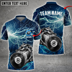 Maxcorners Billiards 8 Ball Thunder Multi Color Options Personalized Name 3D Shirt