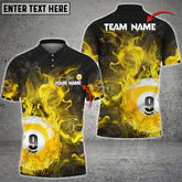 Maxcorners Billiards 9 Ball Fire Art Multicolor Options Personalized Name 3D Shirt (4 Colors)
