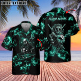 Maxcorners Billiards Skull Fire Multicolor Options Personalized Name Hawaiian Shirt ( 5 Colors )
