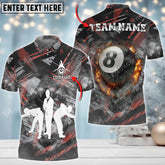 Maxcorners Player Billiards 8 Ball Fire Smoke Personalized Name 3D Shirt (Multi Color Options)