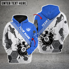Maxcorners Billiards Players Black Stains Multicolor Option Customized Name 3D Hoodie