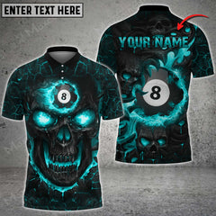 Maxcorners Billiards Ball 8 Skull Fire Personalized Name, Team Name Unisex Shirt ( 4 Colors )