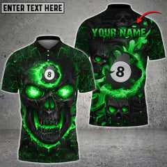 Maxcorners Billiards Ball 8 Skull Fire Personalized Name, Team Name Unisex Shirt ( 4 Colors )