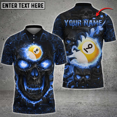 Maxcorners Billiards Ball 9 Skull Fire Personalized Name, Team Name Unisex Shirt ( 4 Colors )