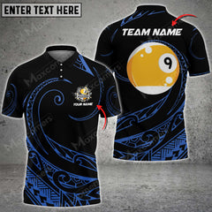Maxcorners Billiards 9 Ball Hawaii Polynesian Personalized Name, Team Name Unisex Shirt ( 4 Colors )