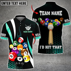 Maxcorners Billiards I'd Hit That Multi Color Options Customized Name 3D Shirt