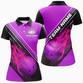 Maxcorners Flame Bowling Ball Jerseys Multicolor Option Customized Name 3D Shirt For Women