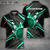 Maxcorners Bowling Ball & Pins Shockwave Multicolor Option Customized Name 3D Shirt (6 Colors)