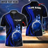 Maxcorners Bowling Ball Flame Multicolor Option Customized Name, Team Name 3D Polo Shirt (4 Colors)