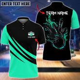 Maxcorners Bowling Ball And Pins Multicolor Option Customized Name, Team Name 3D Polo Shirt (4 Colors)