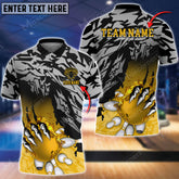 Maxcorners Bowling Ball And Pins Multicolor Option Customized Name, Team Name 3D Polo Shirt (6 Colors)