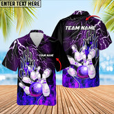 Maxcorners Bowling Thunder And Fire Pro Multicolor Option Customized Name Hawaiian Shirt (5 Colors)
