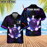 Maxcorners Bowling Ball And Pins Equal Battle Multicolor Option Customized Name Hawaiian Shirt (4 Colors)