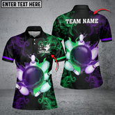 Maxcorners Bowling Ball And Pins Equal Battle Multicolor Option Customized Name 3D Shirt For Women (4 Colors)