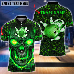 Maxcorners Bowling Flame Skull Pattern Multicolor Option Customized Name 3D Shirt