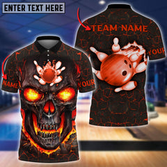 Maxcorners Bowling Flame Skull Pattern Multicolor Option Customized Name 3D Shirt
