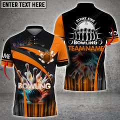 Maxcorners Strike Bowling King Multicolor Option Customized Name 3D Shirt