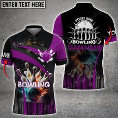 Maxcorners Strike Bowling King Multicolor Option Customized Name 3D Shirt